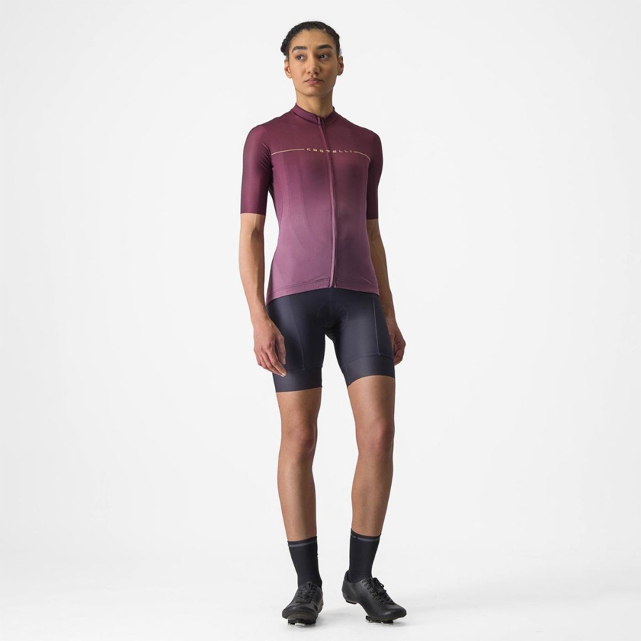 Castelli SALITA Jersey Dame Dyb Bordeaux Dyb Lilla | QUNLKVE-50