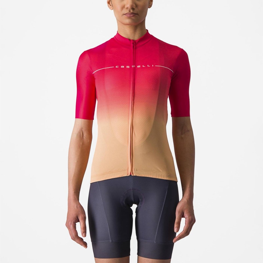 Castelli SALITA Jersey Dame Orange Hvide | RUXIHCW-36