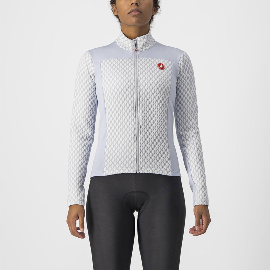 Castelli SFIDA 2 FZ Jersey Dame Sølv Grå Hvide | YSCIRHM-42