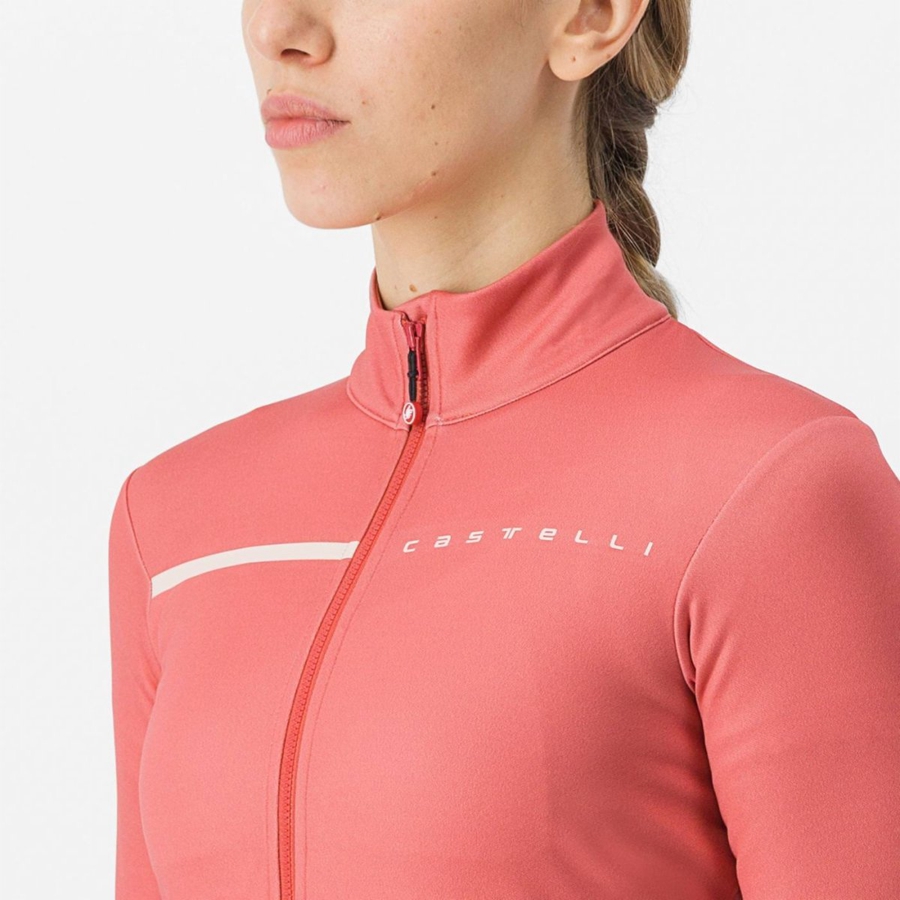 Castelli SINERGIA 2 FZ Jersey Dame Rød Hvide Lyserød | DBSGKNM-90