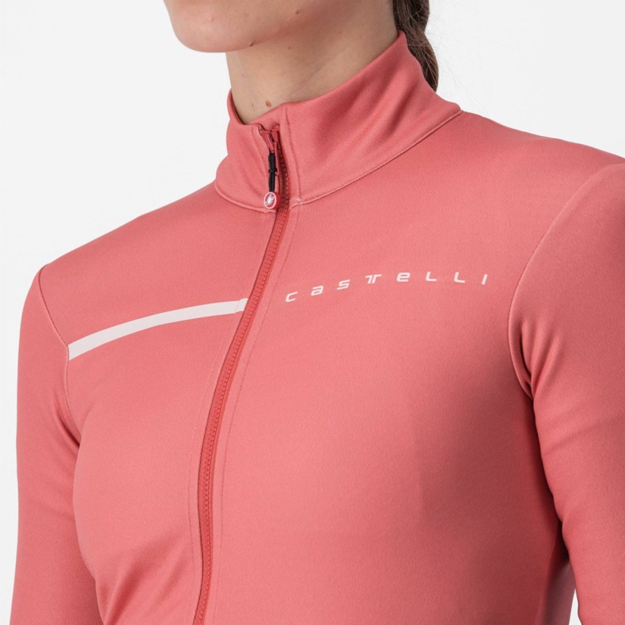 Castelli SINERGIA 2 FZ Jersey Dame Rød Hvide Lyserød | DBSGKNM-90