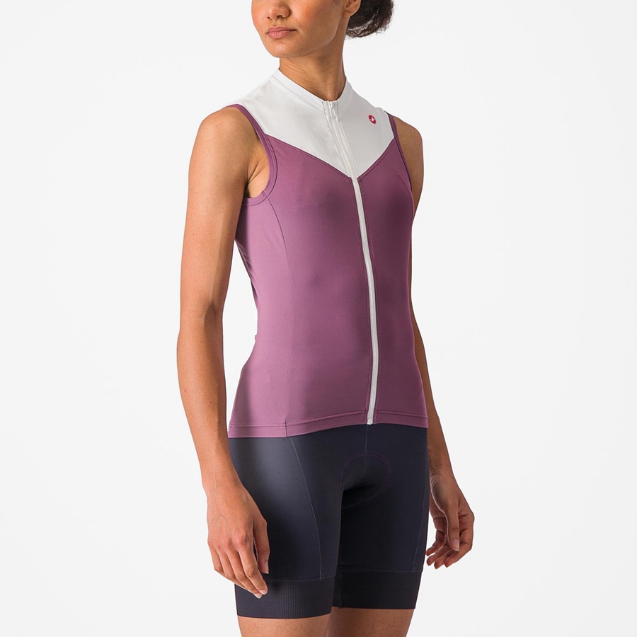 Castelli SOLARIS SLEEVELESS Jersey Dame Dyb Lilla Hvide | BAIZYSF-92