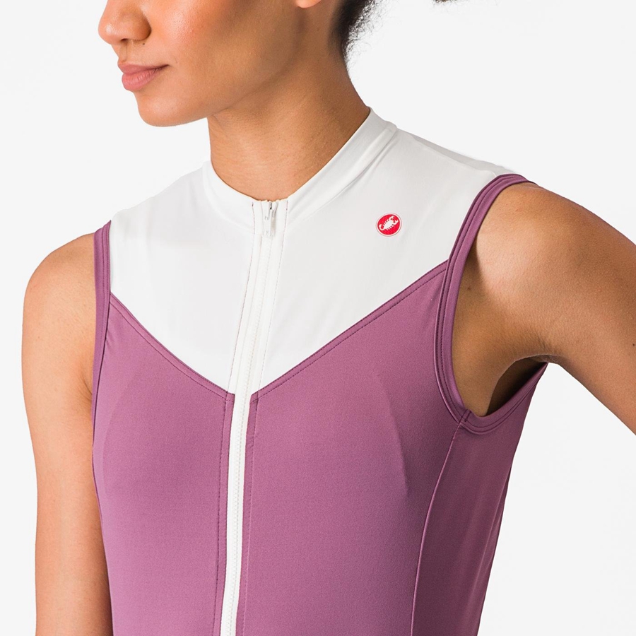 Castelli SOLARIS SLEEVELESS Jersey Dame Dyb Lilla Hvide | BAIZYSF-92