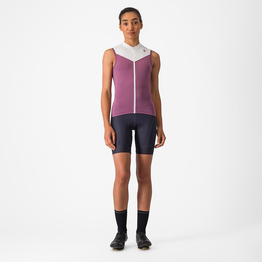 Castelli SOLARIS SLEEVELESS Jersey Dame Dyb Lilla Hvide | BAIZYSF-92