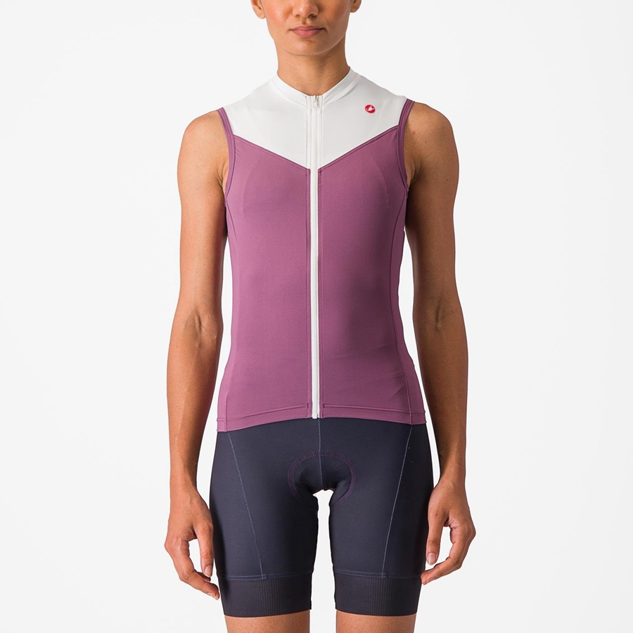 Castelli SOLARIS SLEEVELESS Jersey Dame Dyb Lilla Hvide | BAIZYSF-92