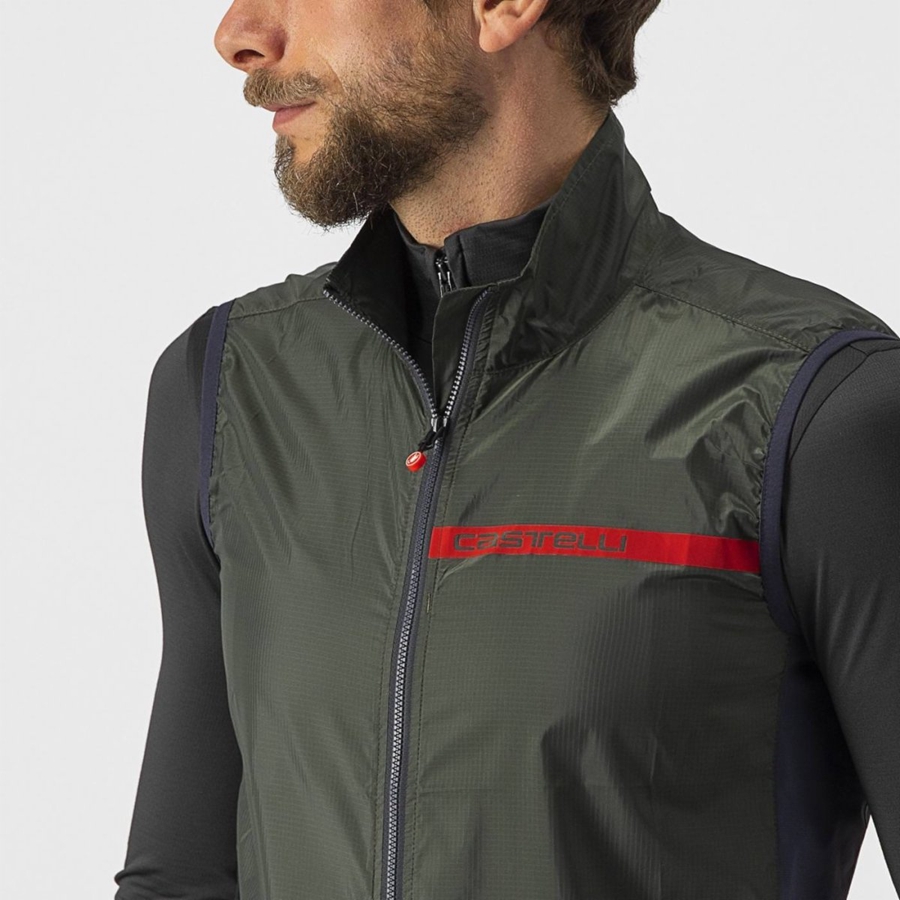 Castelli SQUADRA STRETCH Vest Herre Grøn Mørkegrå | YBJXCON-34