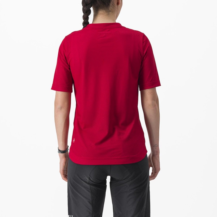 Castelli TRAIL TECH 2 W TEE Jersey Dame Mørkerød | ZBHVRQW-42