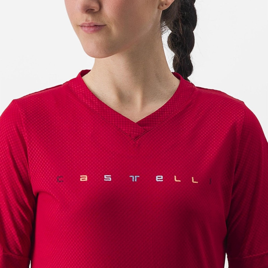 Castelli TRAIL TECH 2 W TEE Jersey Dame Mørkerød | ZBHVRQW-42