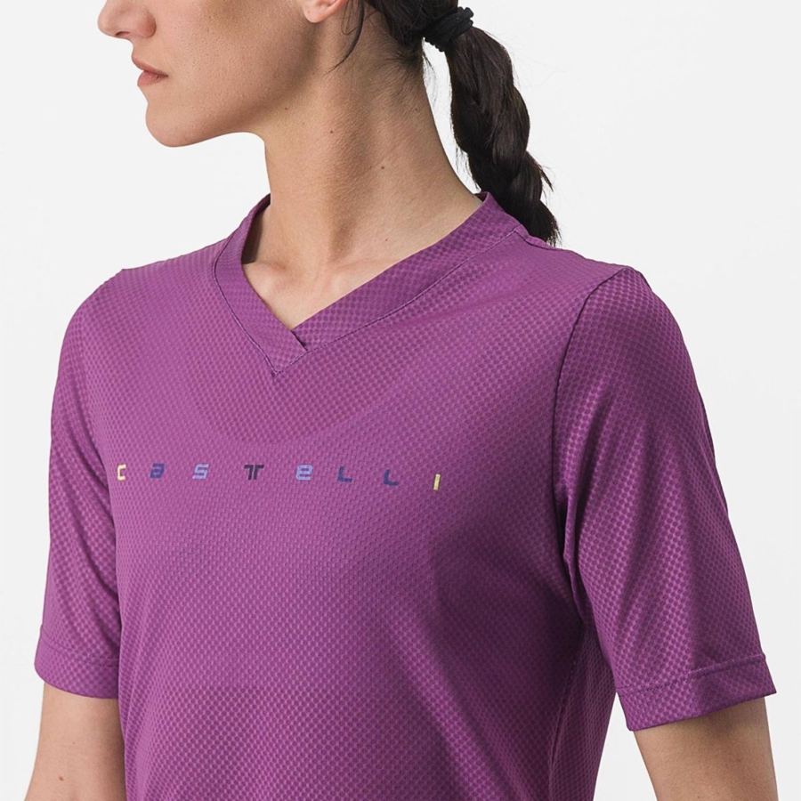 Castelli TRAIL TECH 2 W TEE Jersey Dame Lilla | FPYJXND-70