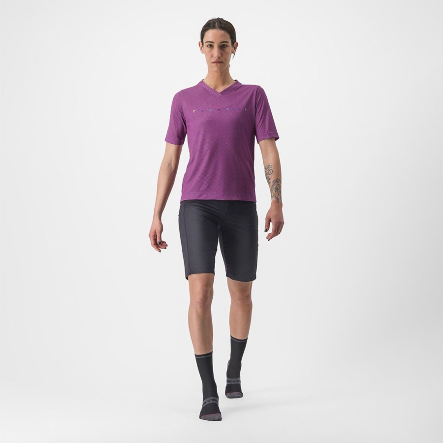 Castelli TRAIL TECH 2 W TEE Jersey Dame Lilla | FPYJXND-70