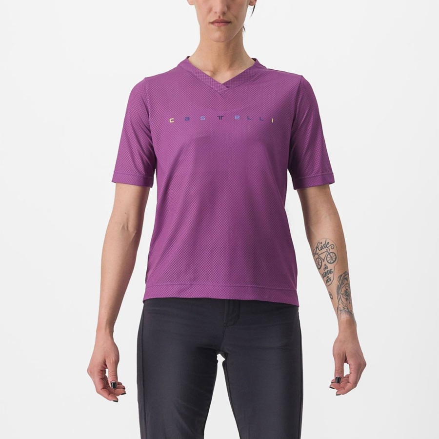 Castelli TRAIL TECH 2 W TEE Jersey Dame Lilla | FPYJXND-70