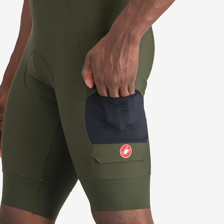 Castelli UNLIMITED CARGO Bib Shorts Herre Dyb Grøn | JOQWGVZ-84