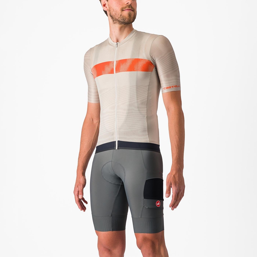 Castelli UNLIMITED ENDURANCE Jersey Herre Sølv Orange Rød | ZBPLVAQ-48