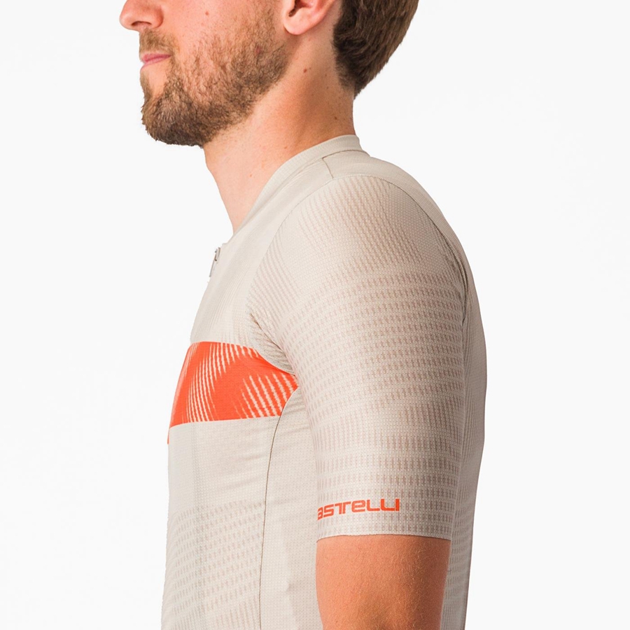 Castelli UNLIMITED ENDURANCE Jersey Herre Sølv Orange Rød | ZBPLVAQ-48