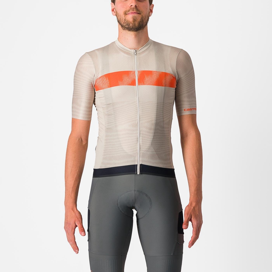 Castelli UNLIMITED ENDURANCE Jersey Herre Sølv Orange Rød | ZBPLVAQ-48