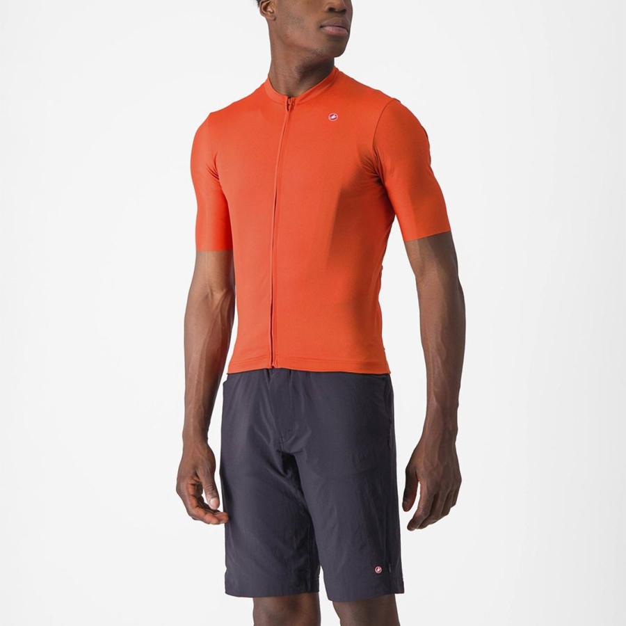 Castelli UNLIMITED ENTRATA 2 Jersey Herre Orange Rød Grå | ZSDICMP-92