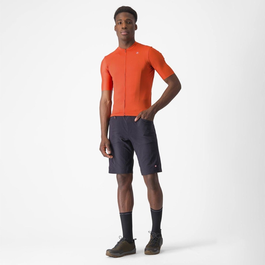 Castelli UNLIMITED ENTRATA 2 Jersey Herre Orange Rød Grå | ZSDICMP-92