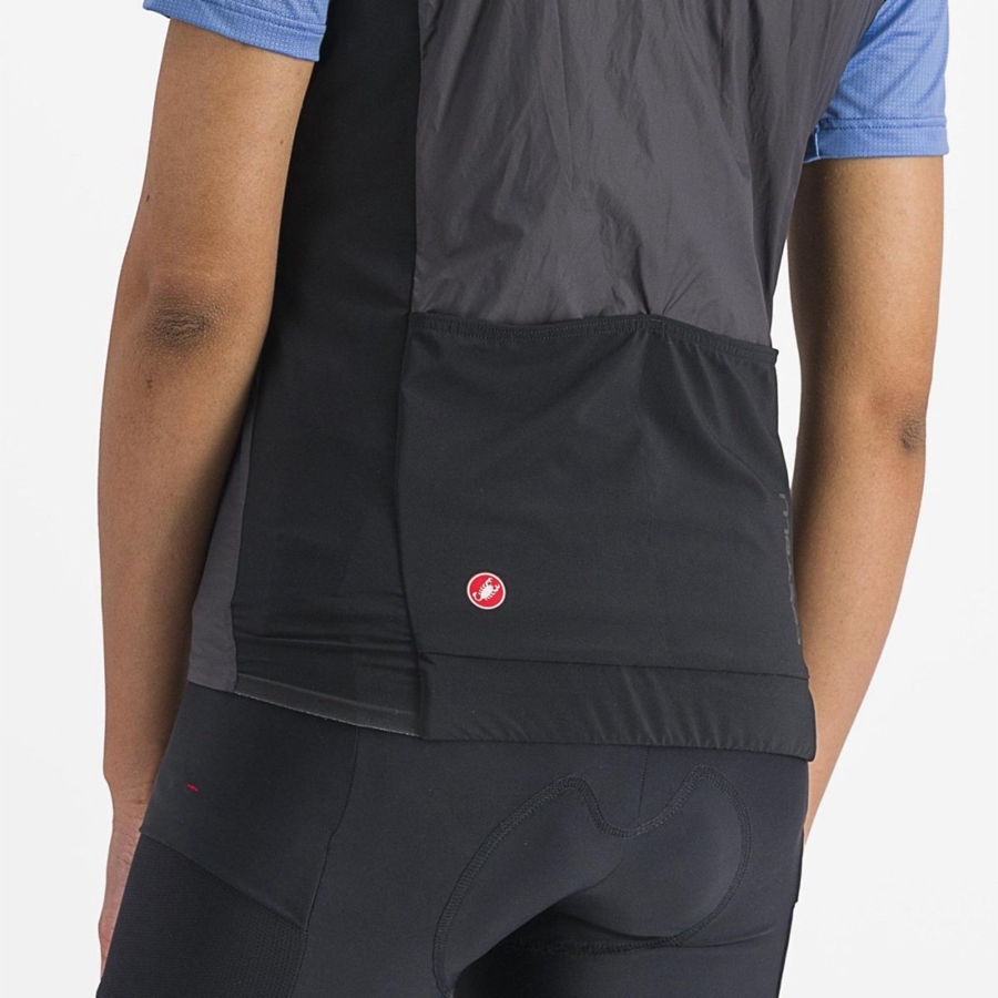 Castelli UNLIMITED W PUFFY Vest Dame Mørkegrå Rød | HCSJBGA-41