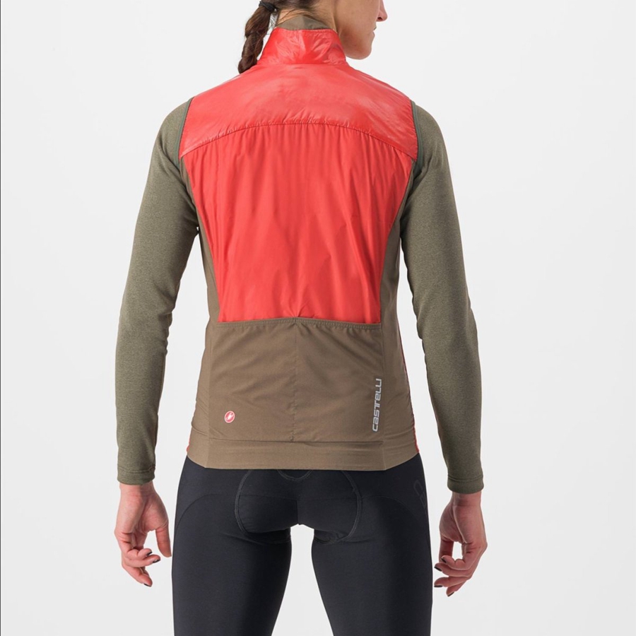 Castelli UNLIMITED W PUFFY Vest Dame Rød Sølv Grå | AXBMHSE-18