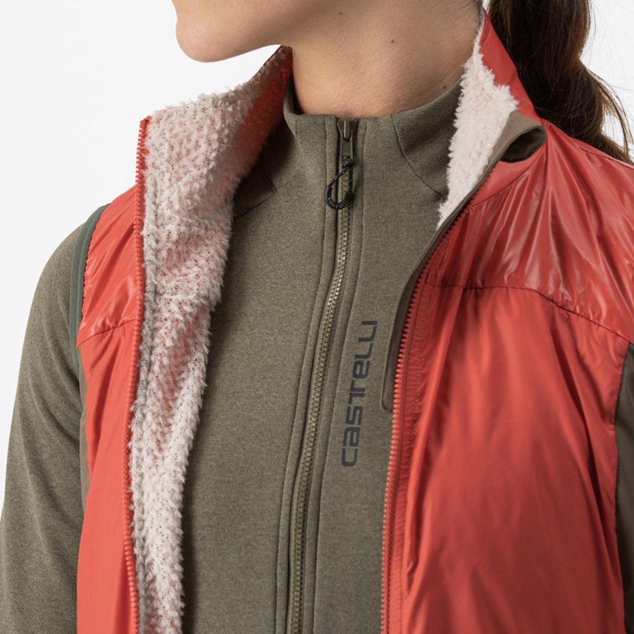 Castelli UNLIMITED W PUFFY Vest Dame Rød Sølv Grå | AXBMHSE-18