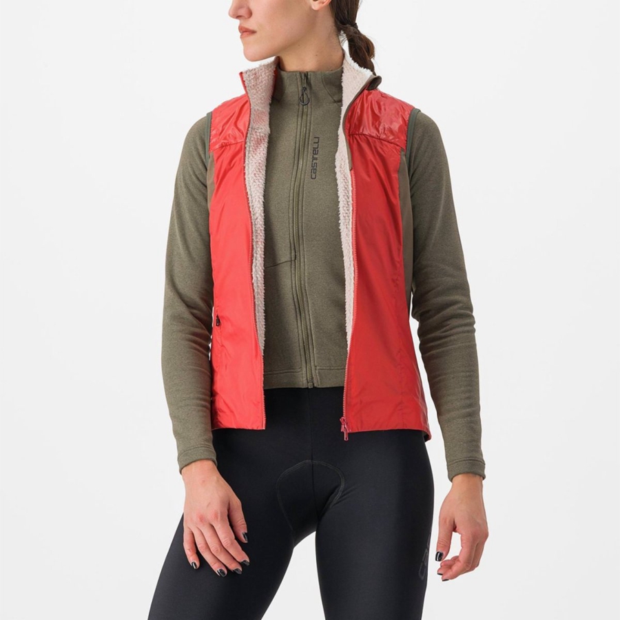 Castelli UNLIMITED W PUFFY Vest Dame Rød Sølv Grå | AXBMHSE-18