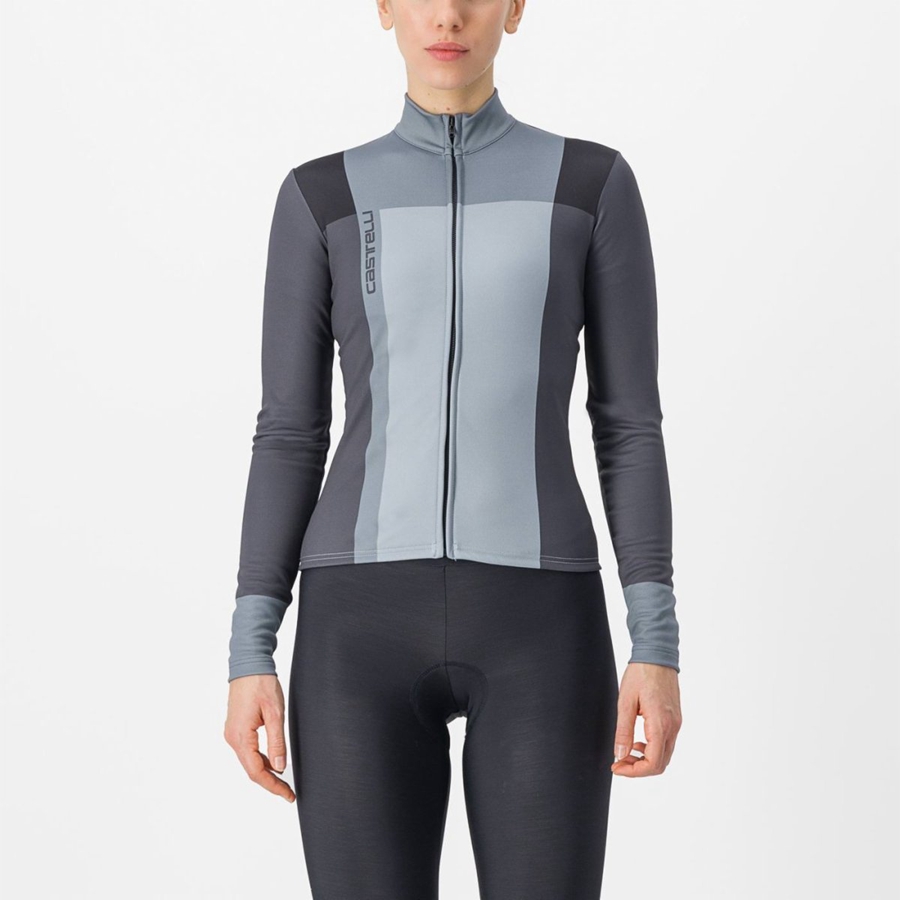 Castelli UNLIMITED W THERMAL Jersey Dame Sort Grå | VWIDMAN-12