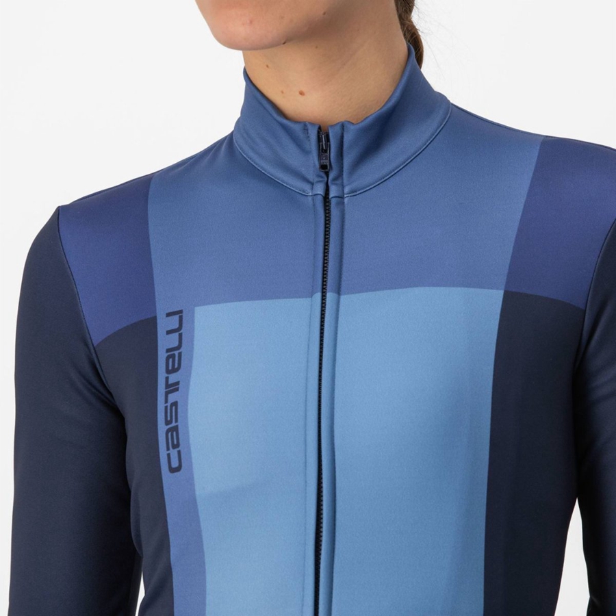 Castelli UNLIMITED W THERMAL Jersey Dame Blå Blå | KPHBUGZ-10