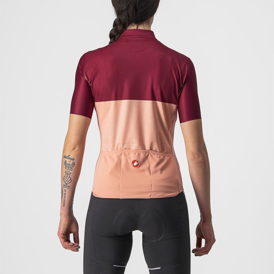 Castelli VELOCISSIMA Jersey Dame Lyserød Bordeaux | IJCOYEG-70