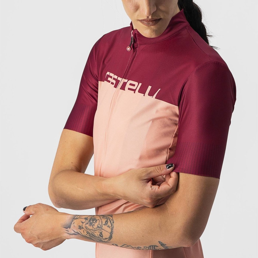 Castelli VELOCISSIMA Jersey Dame Lyserød Bordeaux | IJCOYEG-70