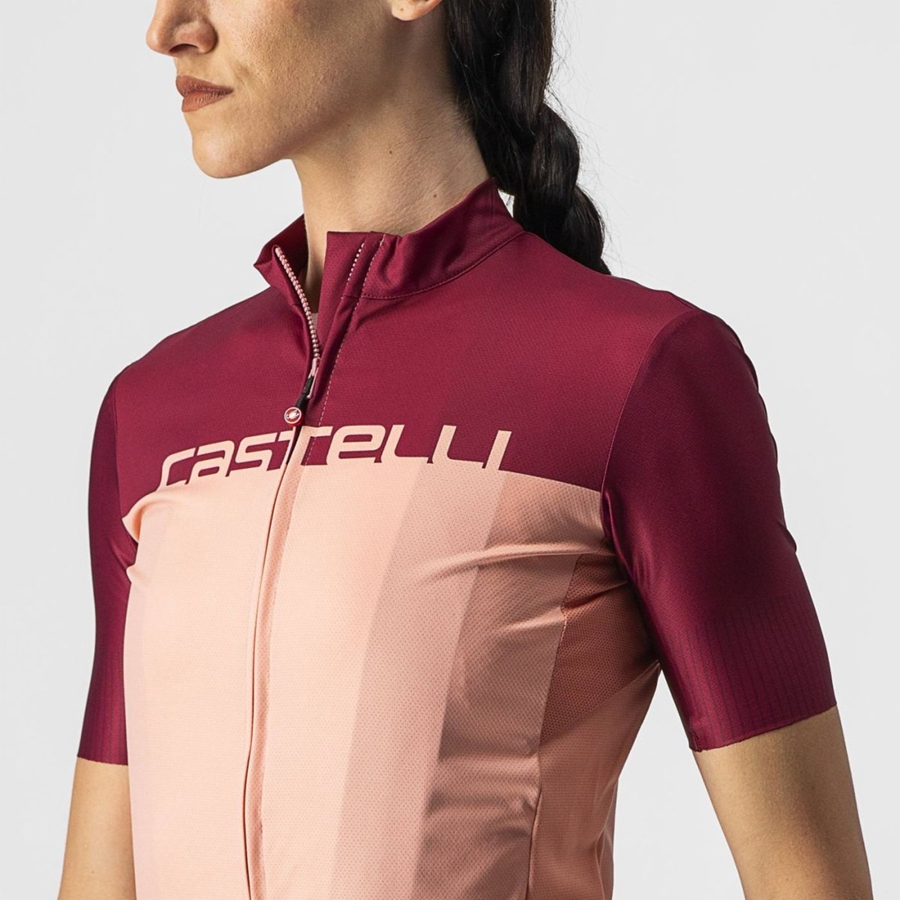 Castelli VELOCISSIMA Jersey Dame Lyserød Bordeaux | IJCOYEG-70