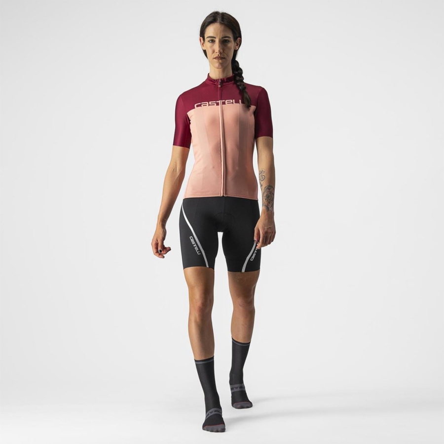 Castelli VELOCISSIMA Jersey Dame Lyserød Bordeaux | IJCOYEG-70