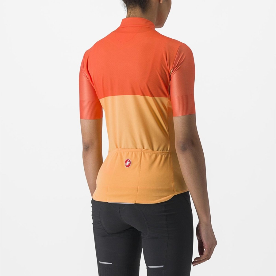 Castelli VELOCISSIMA Jersey Dame Orange Dyb Rød | ATHZUPY-24