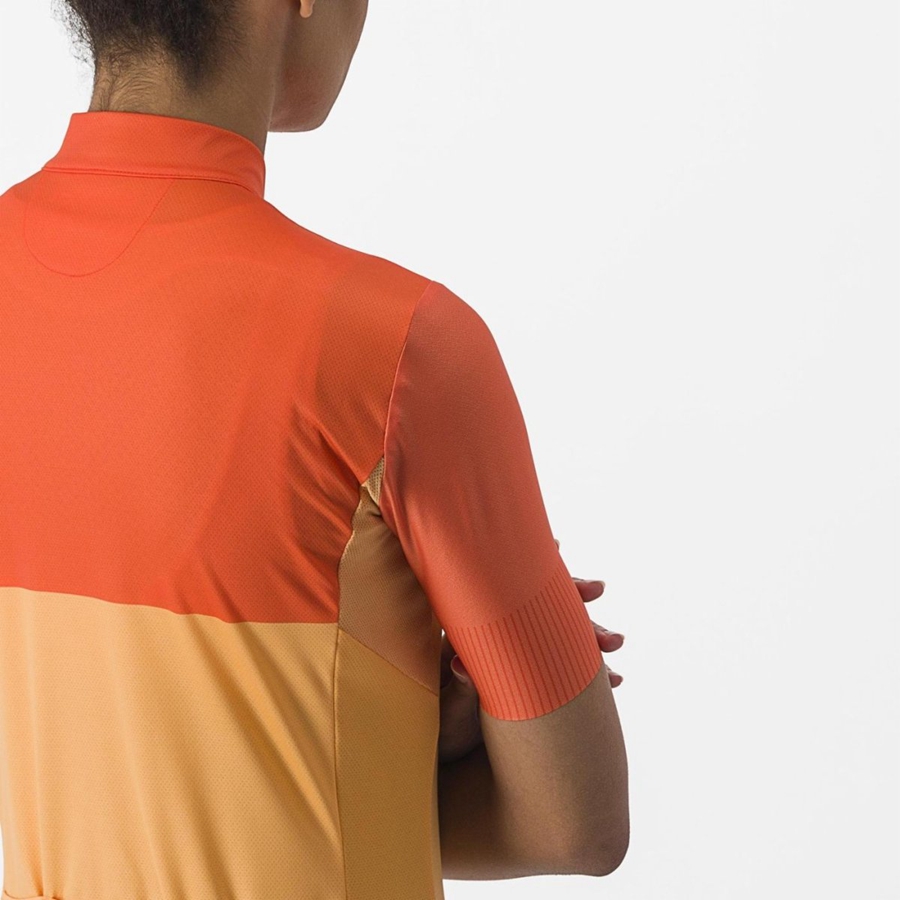 Castelli VELOCISSIMA Jersey Dame Orange Dyb Rød | ATHZUPY-24