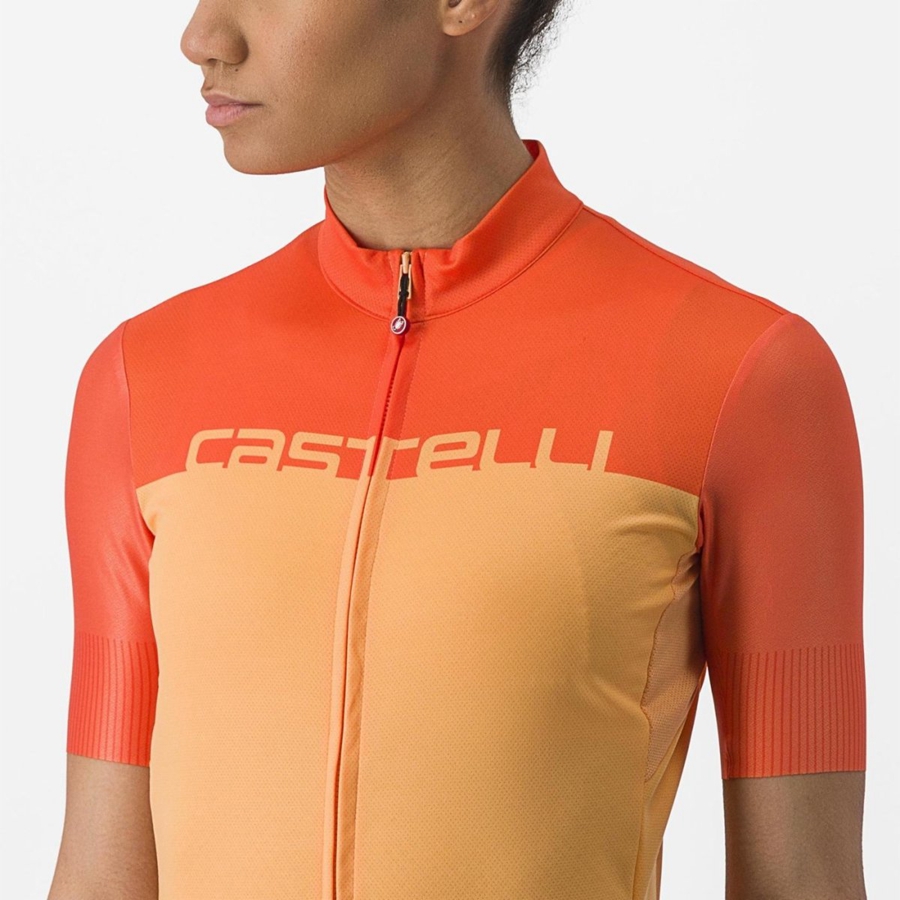 Castelli VELOCISSIMA Jersey Dame Orange Dyb Rød | ATHZUPY-24