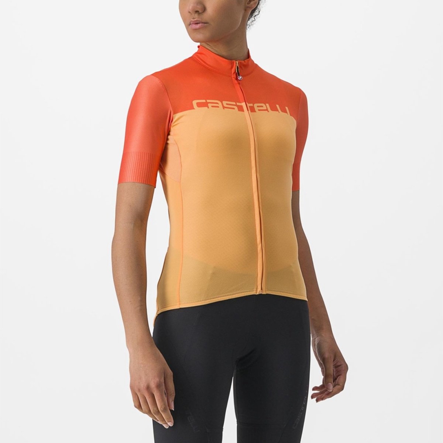 Castelli VELOCISSIMA Jersey Dame Orange Dyb Rød | ATHZUPY-24