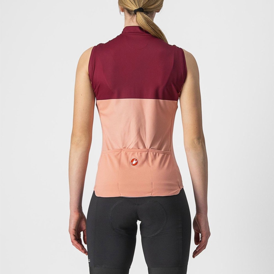 Castelli VELOCISSIMA SLEEVELESS Jersey Dame Lyserød Bordeaux | KXGIJME-45