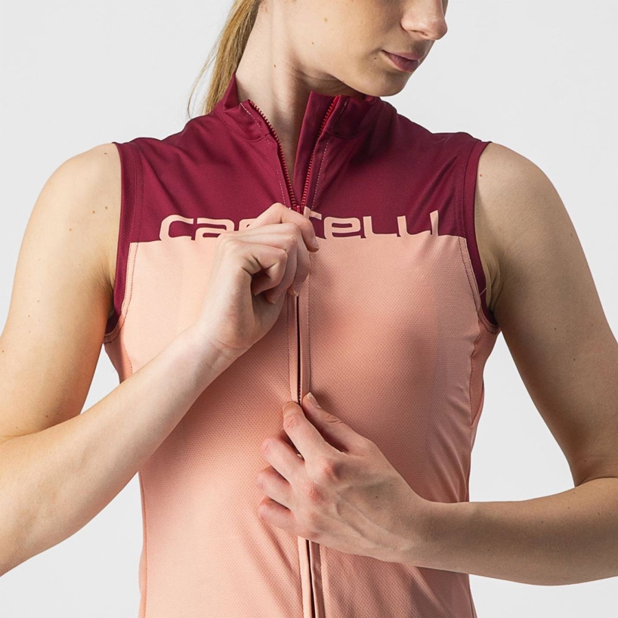 Castelli VELOCISSIMA SLEEVELESS Jersey Dame Lyserød Bordeaux | KXGIJME-45