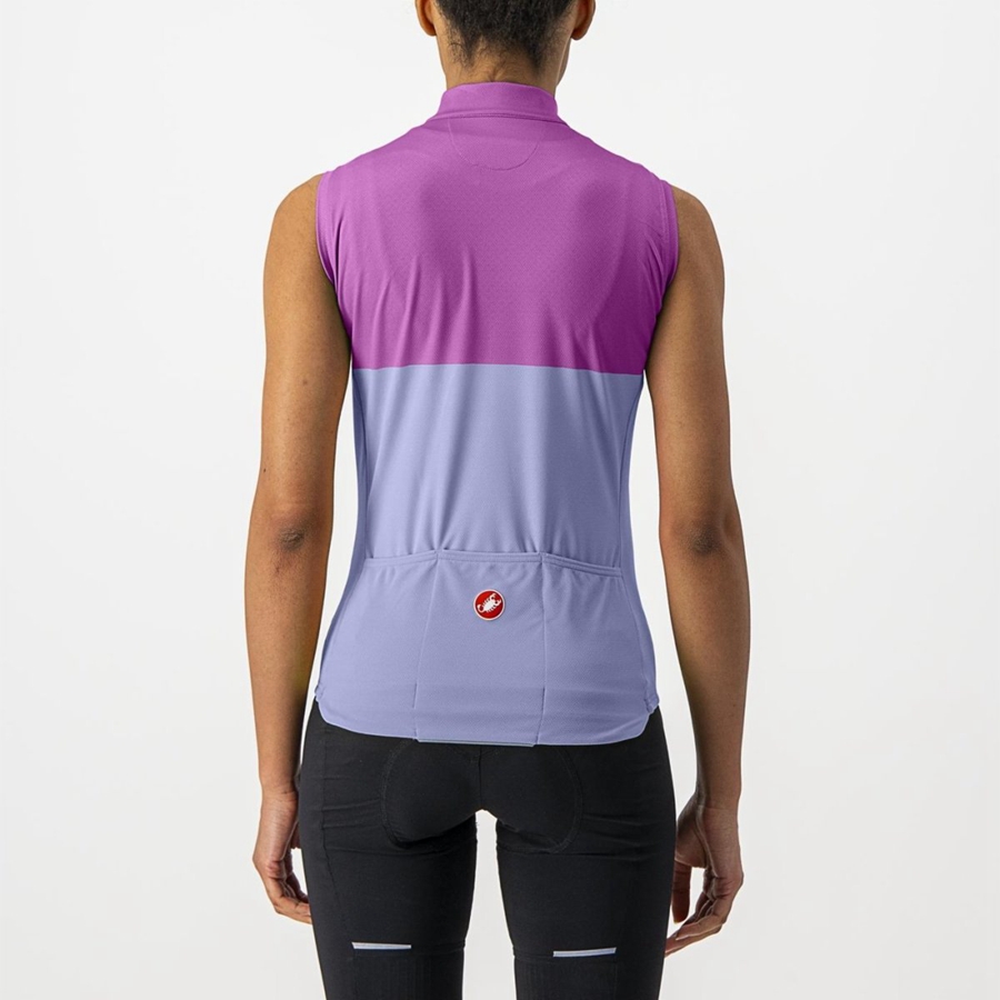 Castelli VELOCISSIMA SLEEVELESS Jersey Dame Lilla Hvide | MNDPXJI-89