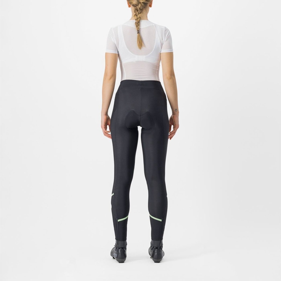 Castelli VELOCISSIMA THERMAL Leggings Dame Sort Mintgrønne Sort | HEWTUSG-30