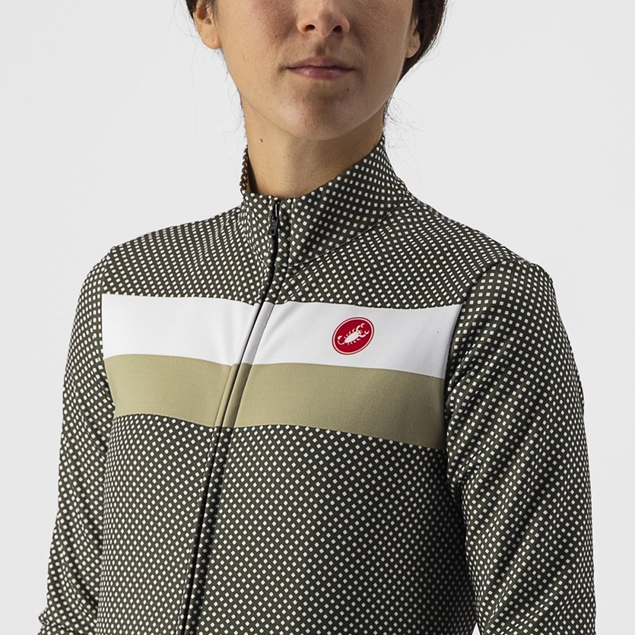 Castelli VOLARE LS Jersey Dame Grøn Hvide Grøn | EOITRFV-82