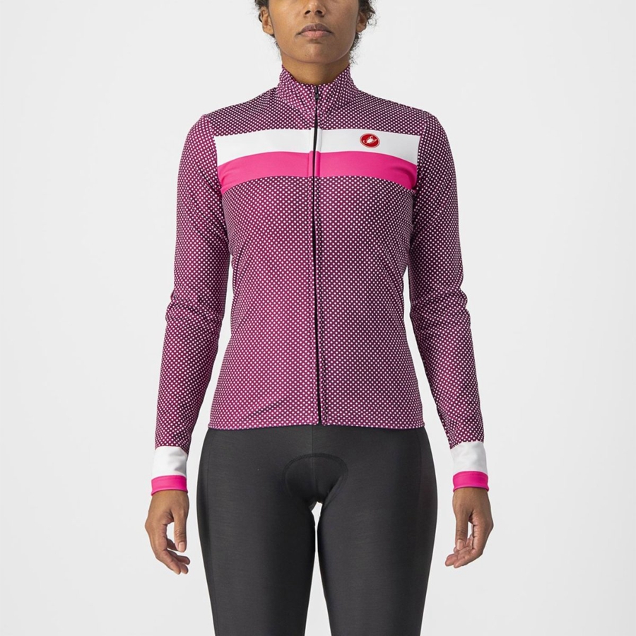 Castelli VOLARE LS Jersey Dame Hvide Lyserød | PTCLVAS-40